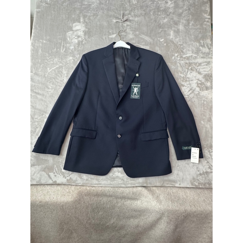 Lauren Ralph Lauren Ultraflex Navy Blue Wool Blazer Suit Jacket 44R NEW
